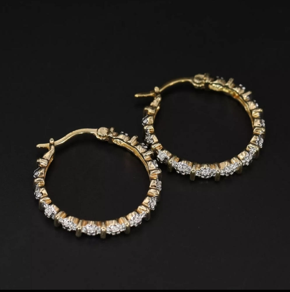 Diamond Pave Gold Hoop Earrings